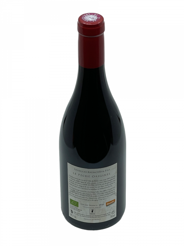 Rhône Châteauneuf du Pape Vin de France péché originel vin rouge agriculture biologique non filtré sans soufre ajouté sulfite indication géographique terroir domaine usseglio succession génération tradition savoir-faire exploitation superficie hectare biodynamie vignoble rhodanien certification demeter rare production cépage ancestral cinsault vieille vigne plantation sable vinification cuve préservation environnement respect nature finesse