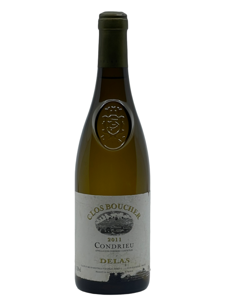 Rhône Condrieu Clos Boucher blanc Maison Delas Frères Champagne Deutz viognier cépage mythique rareté finesse domaine propriété hectare parcelle puissance terroir unique millésime années exceptionnelles production limité rendement faible rareté caractère précieux unique fruit soin sélection qualité supérieure millésime nez bouche attaque finale note arôme bouquet couleur robe reflets