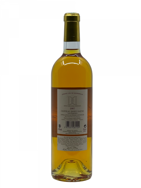 Bordeaux Sauternes Château Doisy Daëne Grand Cru Classé 1855 qualité vin blanc liquoreux agréable fraîcheur pourriture noble vinification composition millésime nez bouche attaque finale note arôme bouquet couleur robe reflets fruits frais agrumes confit texture délicieuse densité combinaison cuvée vieillissement fruits exotiques mangue papaye marmelade confiture gelée orange coing révélation équilibre douceur épice intense minéralité verticalité