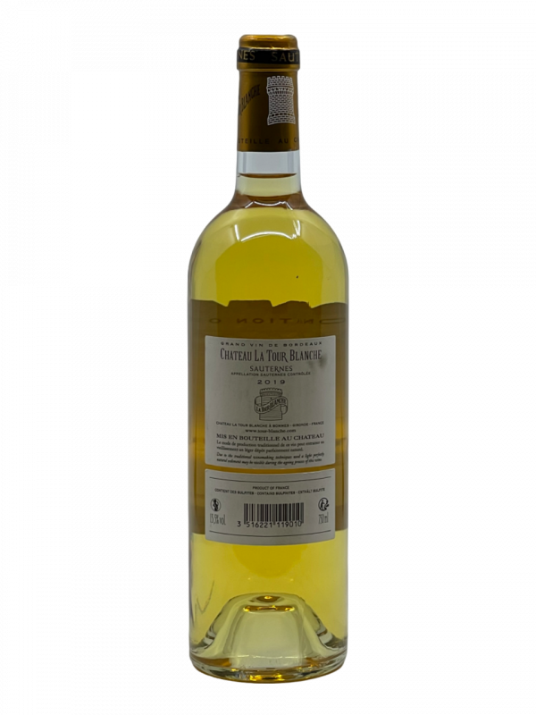 Bordeaux Sauternes Château La Tour Blanche Grand Cru Classé 1855 qualité vin blanc liquoreux sélection pourriture noble vinification composition savoir-faire expression terroir style puissance fraîcheur pourriture noble vinification complexité aromatique millésime nez bouche attaque finale note arôme bouquet couleur robe reflets fruits frais agrumes confit texture délicieuse vanille zeste bergamote citron confit figue raisin Corinthe acidulée amande grillée persistance vieillissement fruits exotiques révélation équilibre douceur épice intense minéralité verticalité