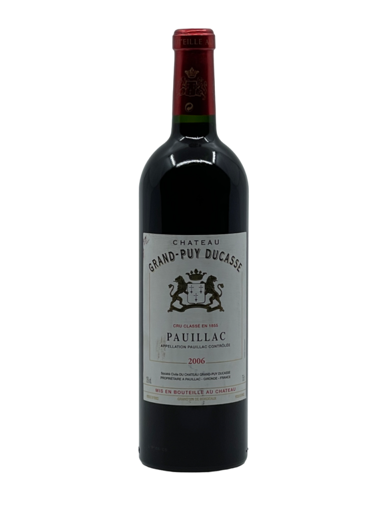 Bordeaux Pauillac 1855 classement Grand Cru Classé château grand puy ducasse propriété grand vin rouge fameux médoc terroir assemblage cépage cabernet sauvignon merlot millésime nez bouche attaque finale note arôme bouquet couleur palais robe intense structuré équilibré élégant complexité aromatique fruits noirs cassis mûre réglisse fumée café tabac blond texture douce saveur délicate exceptionnelle capacité garde vieillissement maturité apogée