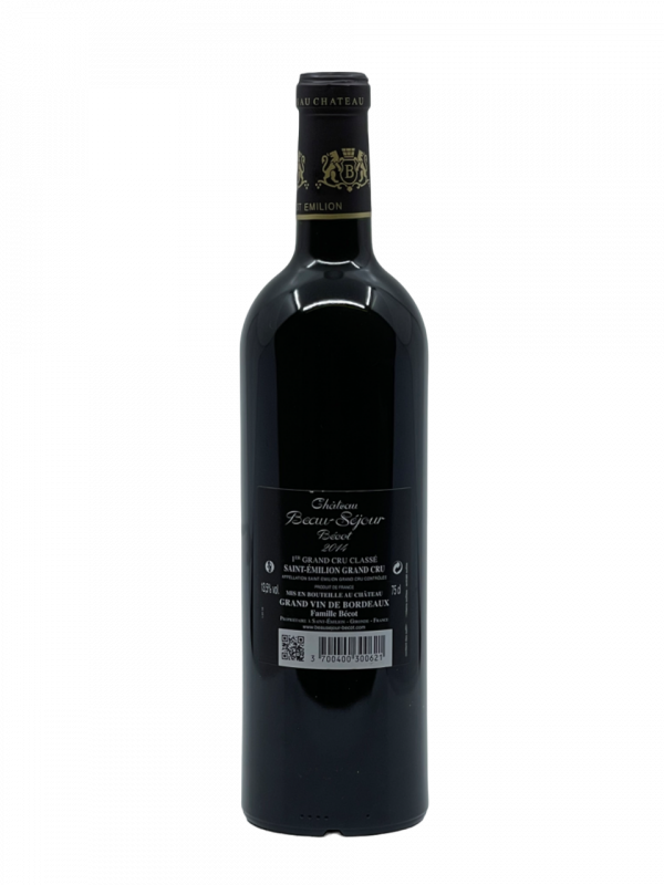 Bordeaux Saint Émilion Premier Grand Cru Classé 1855 appellation Château Beau Séjour Bécot vignoble vigne vin rouge superficie hectare cépage assemblage merlot cabernet franc cabernet sauvignon Gérard Dominique Bécot succession transmission savoir-faire parker distinction vinification millésime nez bouche attaque finale note arôme bouquet palais palette aromatique couleur robe reflets sang somptueuse foncé expressif intense fruits bois vanille délicate nuance épice racé tanin robuste structure équilibre expérience complexe vieillir valeur