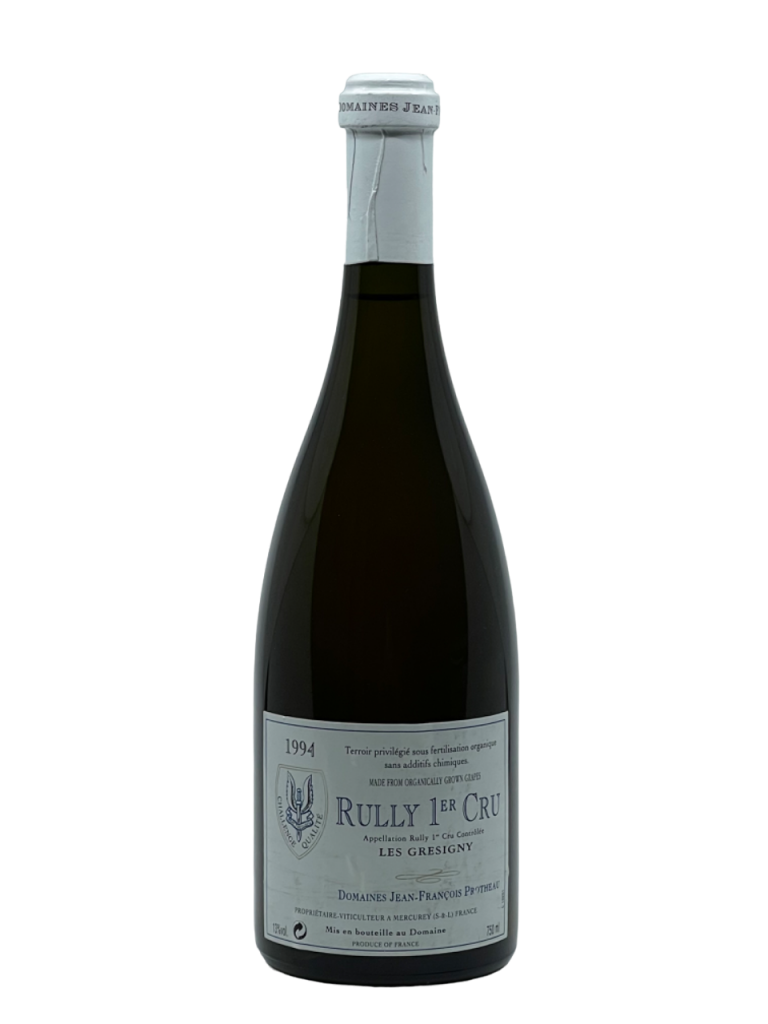 Bourgogne Rully Premier Cru Les Grésigny appellation climat vignoble vin blanc Domaine Jean François Protheau visionnaire impulsion Mercurey filiale négoce cuvée cépage chardonnay or millésime nez bouche attaque finale note arôme bouquet couleur robe palais finesse qualité ampleur rondeur gourmandise complexe fût grillé torréfaction fruits jaunes mirabelle pêche citron boisé dégustation fraîche poivré original garde vieillissement sagesse