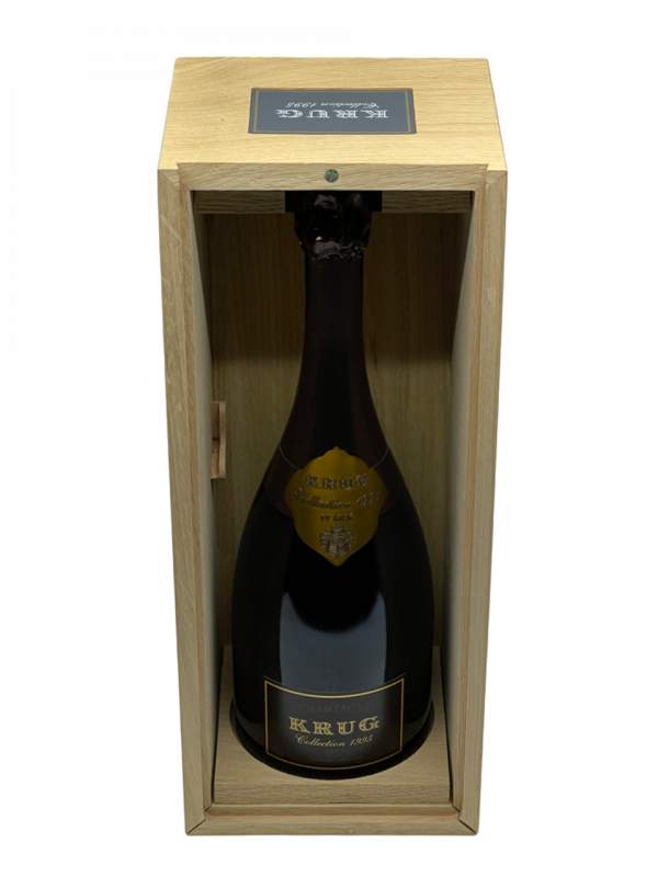 Champagne brut millésimé Maison Krug collection 1995 fondateur joseph krug expression temps visionnaire passionné vinothèque unique réserve monde parcelle prestigieux Clos Mesnil Clos Ambonnay patrimoine exception vigne collectionneur bouteille optimal cave flacon dégustation épanouissement assemblage cépage pinot noir meunier chardonnay millésime nez bouche attaque finale note arôme bouquet palais palette aromatique couleur robe reflets or pâle éclatant cacao marmelade orange biscuit saveurs exquises madeleine nuance délicieux magnifique fraîcheur remarquable