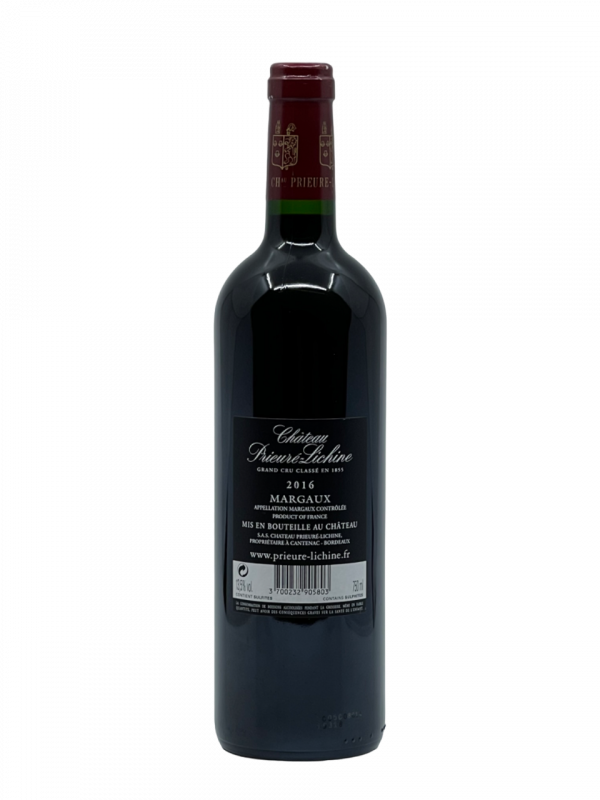 Bordeaux appellation Margaux Grand Cru Classé 1855 Château Prieuré Lichine terroir haut médoc rive gauche tradition vignoble vigne vin rouge réputé propriété cave superbe typicité remarquable assemblage cépages Cabernet Sauvignon Merlot Petit Verdot millésime nez bouche attaque finale note arôme bouquet palais palette aromatique couleur robe reflets concentration parfum mûre myrtille violet tanin fruits noirs graphite fumée Parker