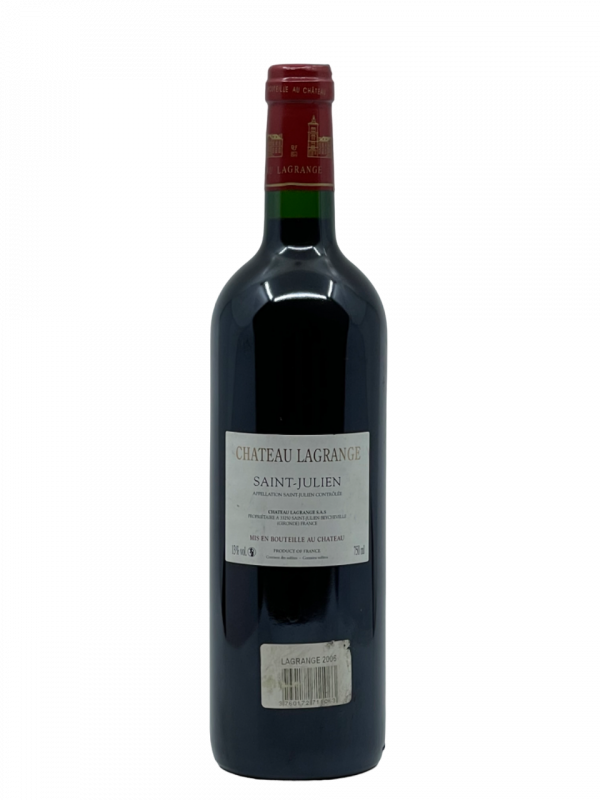 Bordeaux Saint Julien Grand Cru Classé Château Lagrange vignoble vignes vins rouges propriété japonaise assemblage cépage cabernet sauvignon merlot petit verdot millésime nez bouche attaque finale note arôme bouquet couleur robe reflets belle charpente souple vigueur typique terroir rubis profond remarquable fruits rouges noirs plaisir saveur finesse robert parker wine advocate puissant complet intense élégant empyreumatique