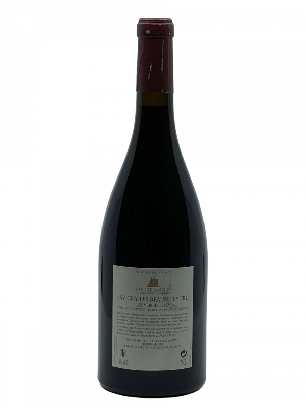 Bourgogne Savigny lès Beaune Premier Cru Les Vergelesses Château Corton Pierre André appellation climat colline superficie hectare vignes vin rouge parcelle raisin terroir connaissance élevage vinification fût de chêne noble barrique panoplie aromatique millésime nez bouche attaque finale note arôme bouquet palais couleur robe reflets couleur carmin cerise burlat griotte cassis mûre menthe sauvage velouté acidité longueur vanille tanin soyeux intense fruits rouges noirs maturité apogée vieillissement garde resplendissant merveille texture dense