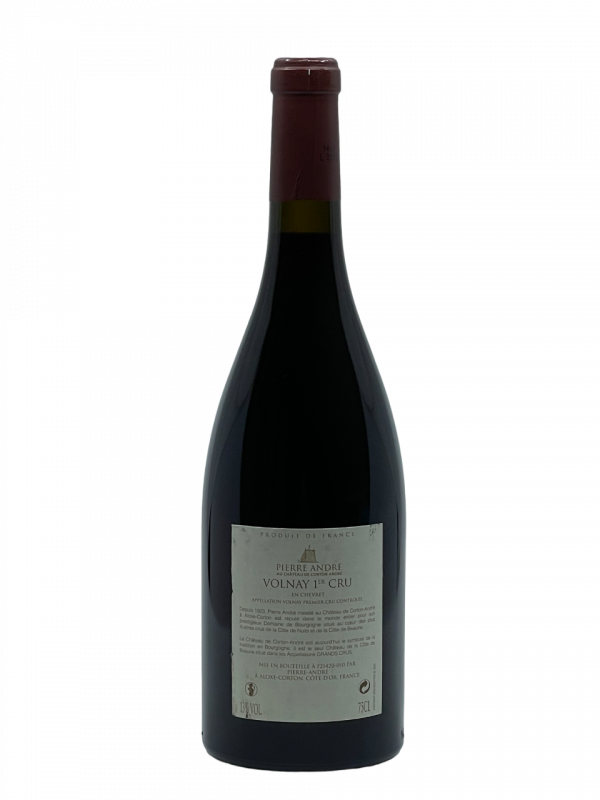 Bourgogne Volnay Premier Cru En Chevret Château Corton Pierre André appellation climat colline superficie hectare vignes vin rouge parcelle raisin terroir connaissance élevage vinification fût de chêne noble barrique panoplie aromatique millésime nez bouche attaque finale note arôme bouquet palais couleur robe reflets couleur carmin cerise burlat griotte cassis mûre menthe sauvage velouté acidité longueur vanille tanin soyeux intense fruits rouges noirs maturité apogée vieillissement garde resplendissant merveille texture dense