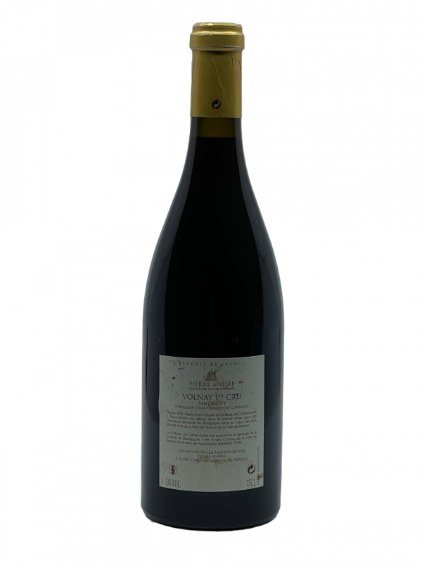 Bourgogne Volnay Premier Cru Santenots Château Corton Pierre André appellation climat colline superficie hectare vignes vin rouge parcelle raisin terroir connaissance élevage vinification fût de chêne noble barrique panoplie aromatique millésime nez bouche attaque finale note arôme bouquet palais couleur robe reflets couleur carmin cerise burlat griotte cassis mûre menthe sauvage velouté acidité longueur vanille tanin soyeux intense fruits rouges noirs maturité apogée vieillissement garde resplendissant merveille texture dense