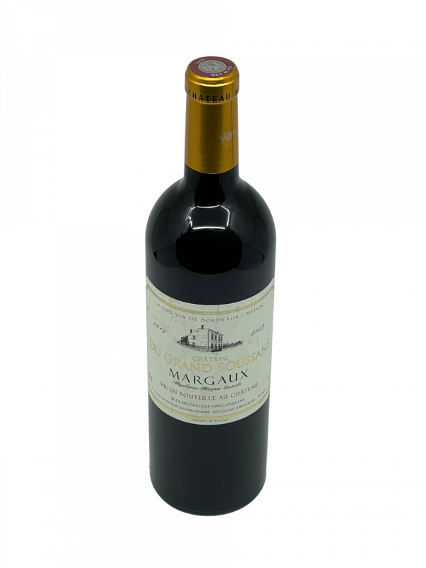 Bordeaux gironde rive gauche appellation Margaux château du grand soussans maison bouey famille portet origine cru famille terroir tradition propriétaire vignoble vigne vin rouge millésime assemblage cépages cabernet sauvignon merlot petit verdot robe belle couleur profonde intense nez bouche attaque finale complexe fragrance fruitée cassis myrtille épicée poivre blanc arômes notes cèdre menthol équilibrée élégance exhale mûre fraîche cacao palais tanins soyeux rafraîchissant acidité persistante savoureuse réglisse