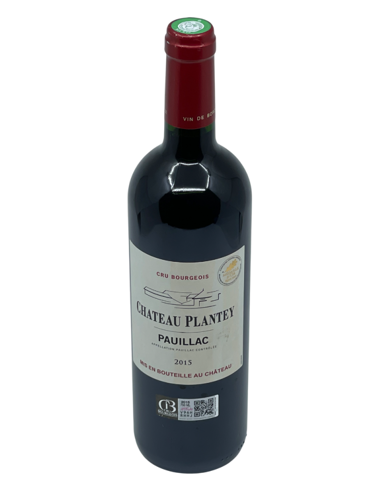 Bordeaux Pauillac Cru Bourgeois château Plantey famille meffre vigne vin rouge encépagement cépage merlot cabernet sauvignon millésime nez bouche attaque finale note arôme bouquet couleur robe reflets fruité garde vieillissement tanin enrobé palais puissance bouteille évolution apogée maturité médaille or