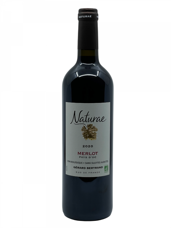 Languedoc Roussillon IG Pays d’Oc Gérard Bertrand Naturae vin biologique végan sans sulfite terroir savoir-faire œnologue expertise vinification respect environnement bien-être animal expérience unique raisin cépage merlot millésime nez bouche attaque finale note arôme bouquet palais palette aromatique couleur robe reflets essentiel qualité intense fruité