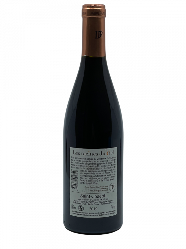 Rhône Saint Joseph Les Racines du Ciel domaine françois dauvergne jean françois ranvier négoce vallée du Rhône vignoble emblématique génération vigneron vigne vin rouge terroir millésime nez bouche attaque finale note arôme bouquet palais palette aromatique couleur robe reflets fruit rouge surmûri garrigue muscade maturité ample confit chaleureux tapissé tanin gras solaire généreux