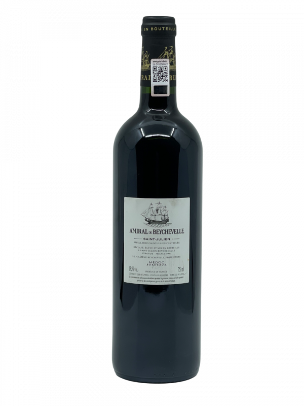 Bordeaux Gironde Saint Julien Beychevelle second vin Amiral de Beychevelle vignoble jeune vigne vin rouge terroir appellation assemblage cépage cabernet sauvignon merlot cabernet franc petit verdot millésime nez bouche attaque finale note arôme bouquet palais palette aromatique couleur robe reflets puissance équilibre volume fruits rouges noirs épicé révélation tanin fondu potentiel garde vieillissement anoblir cave
