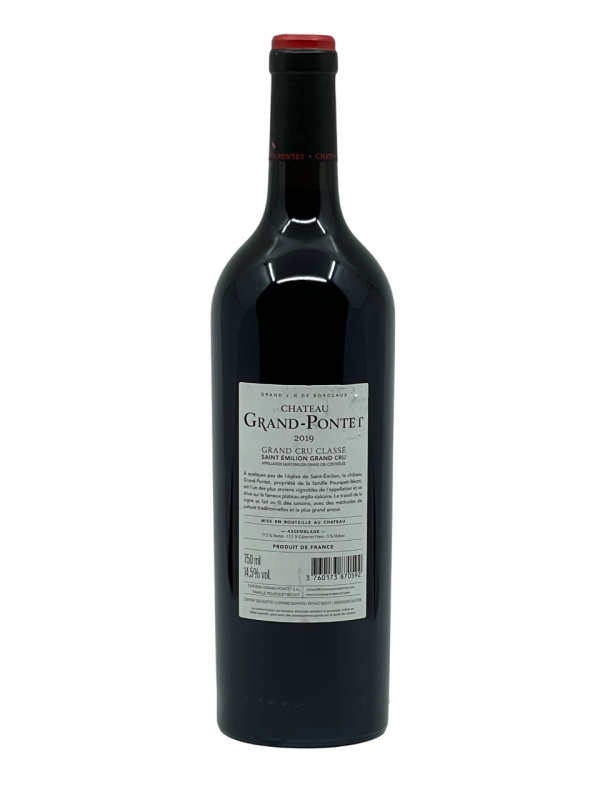 Bordeaux Saint Émilion Grand Cru Classé appellation classification château grand pontet domaine propriété société familiale négoce Barton & Guestier Sylvie Pourquet-Bécot millésime nez bouche attaque finale note arôme bouquet palais palette aromatique couleur robe reflets intense fruits noirs frais prune mûre réglisse raffinée caresse structure tannique soyeuse longueur minérale finesse garde vieillissement parker