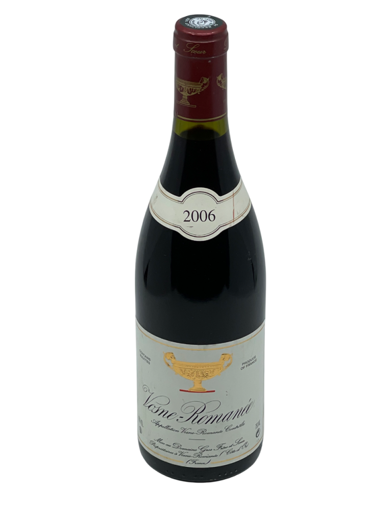 Bourgogne appellation climat Vosne Romanée domaine gros frères et sœurs vignerons génération succession tradition savoir-faire famille domaine exploitation hectare superficie parcelle grand vin rouge complexe millésime pinot noir cépage nez bouche attaque finale note arôme bouquet couleur robe pourpre reflets profondeur année fruits rouges noirs épicée muscade girofle réglisse poivre typique suave texture velours puissance concentré complexité framboise cassis vieillissement apogée maturité