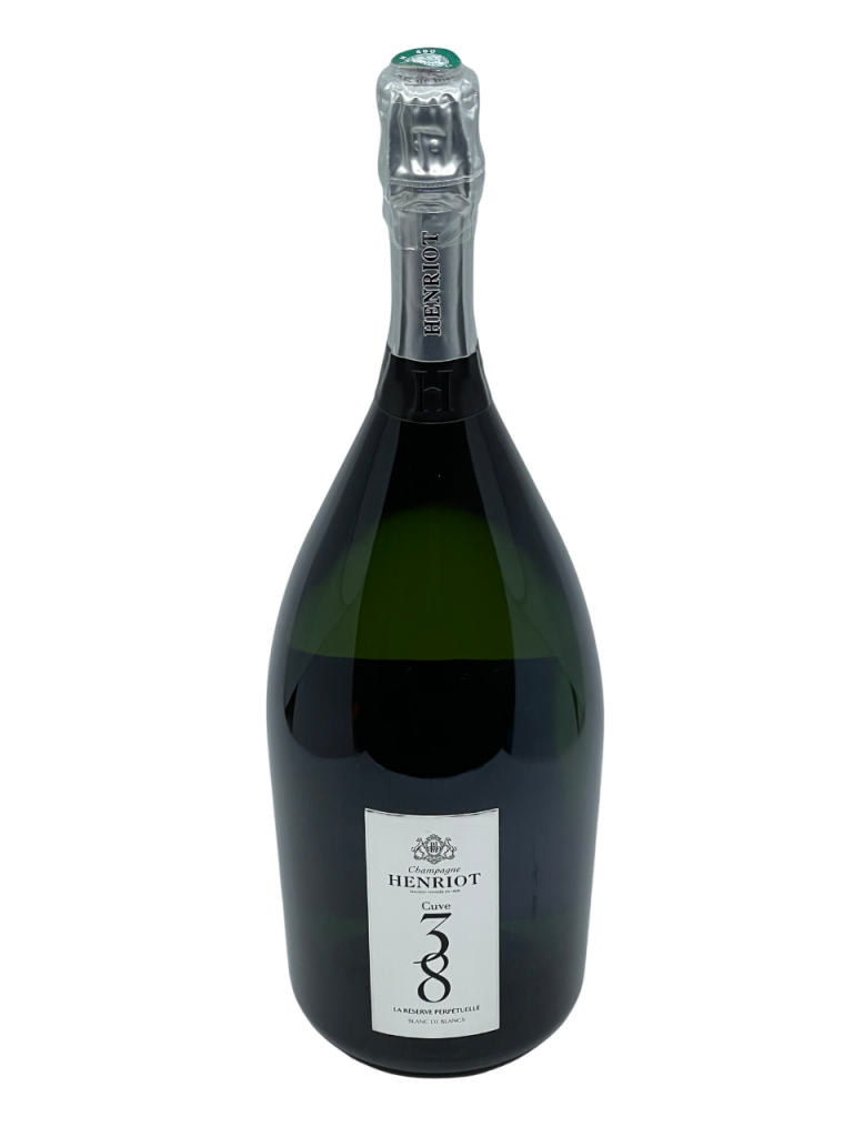 Champagne Brut blanc de blancs henriot cuvée 38 réserve perpétuelle magnum assemblage cépage chardonnay orfèvre vision architecte art essence sélection parcelle magnifique complexe audace inspiration visionnaire prestige côte des Blanc Grand Cru millésime nez bouche attaque finale note arôme bouquet palais palette aromatique couleur robe reflets équilibre perfection finesse puissance dégustation agrume fruit noyaux confit texture généreux opulent miel épice douce vanille minéralité fraîcheur potentiel garde vieillissement