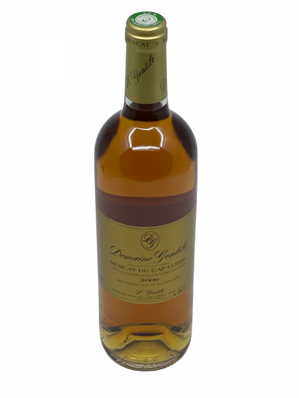 Corse muscat du cap corse appellation patrimonio terroir site classé domaine gentile exploitation superficie hectare histoire famille génération succession transmission savoir-faire honneur passion force cœur tradition typicité interprétation créateur cépage muscat petit grain millésime nez bouche attaque finale note arôme bouquet palais palette aromatique couleur robe reflets maîtrise perfection complexe sucré alcool vieillissement garde safran noisette énergie