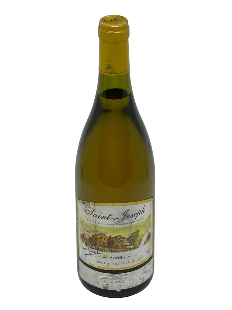 Rhône Saint Joseph Blanc appellation cru Domaine Pierre Gaillard vignerons vigne vin superbe rare riche expressif belle minéralité quantité limitée millésime nez bouche attaque finale note arôme bouquet couleur robe reflets intense fruit blanc exotique fleurs blanches rafraîchissante minérale souhait conservation or pâle reflets doré oxydoréduction capsule parfait état
