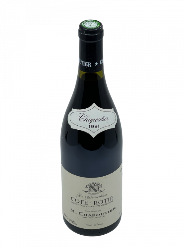 Rhône Côte Rôtie appellation terroir le corinthien Maison M Chapoutier véritable joyau viticole vignes vin rouge domaine familial exploitation renommée réputation marque mondial reconnaissance millésime nez bouche attaque finale note arôme bouquet couleur robe reflets style classique nuance tourbe olive réglisse terreuse magnifique cassis fruits noirs belle texture riche profondeur richesse étonnante corsé vieillissement apogée maturité