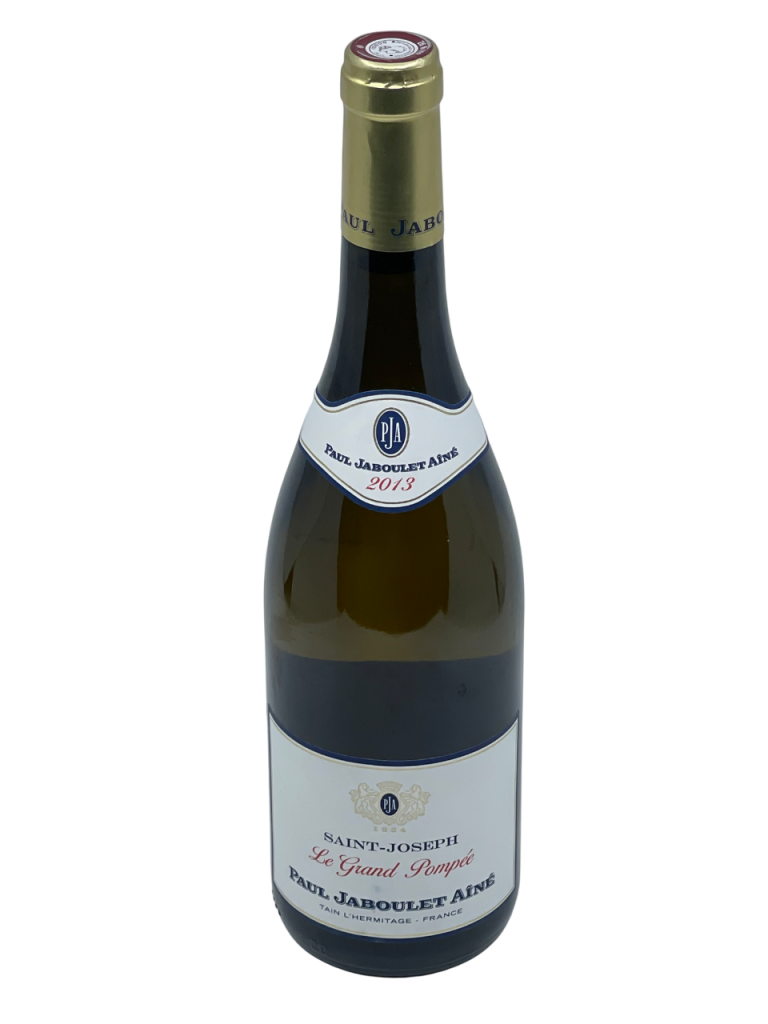 Rhône Saint Joseph Le Grand pompée appellation terroir maison Paul Jaboulet Aîné domaine propriété vignoble vigne vin blanc légende victor hugo bataille célèbre référence hommage transmission génération tradition savoir-faire succession famille frey négoce producteur vigneron champenois château fleuron cépage Marsanne Roussane millésime nez bouche attaque finale note arôme bouquet palais palette aromatique couleur robe reflets or expressivité poire mûre ananas beurré ample saveur fruits mûrs chair blanche acidité salinité sublime équilibre fraîcheur