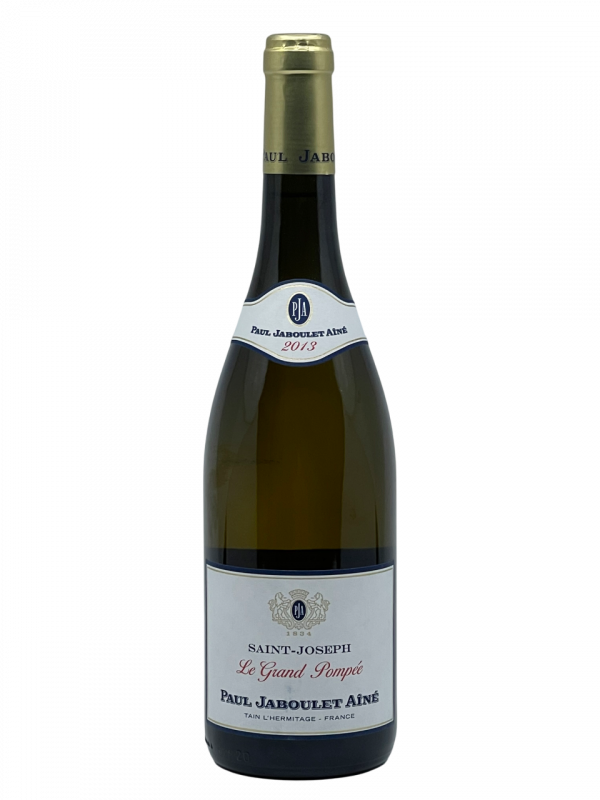 Rhône Saint Joseph Le Grand pompée appellation terroir maison Paul Jaboulet Aîné domaine propriété vignoble vigne vin blanc légende victor hugo bataille célèbre référence hommage transmission génération tradition savoir-faire succession famille frey négoce producteur vigneron champenois château fleuron cépage Marsanne Roussane millésime nez bouche attaque finale note arôme bouquet palais palette aromatique couleur robe reflets or expressivité poire mûre ananas beurré ample saveur fruits mûrs chair blanche acidité salinité sublime équilibre fraîcheur