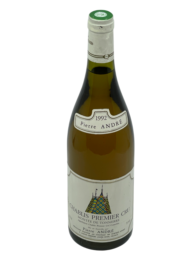 Bourgogne Chablis Premier Cru Montée de Tonnerre Château Corton Pierre André appellation climat colline charme superficie hectare vignes vin blanc parcelle raisin terroir connaissance élevage vinification fût de chêne noble barrique millésime nez bouche attaque finale note arôme bouquet palais couleur robe reflets jaune or fleurs blanches tilleul acacia mâtiné miel vive minérale pierre à fusil silex