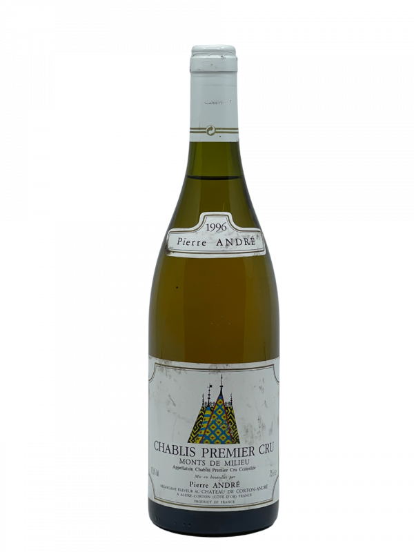 Bourgogne Chablis Premier Cru Monts de Milieu Château Corton Pierre André appellation climat colline charme superficie hectare vignes vin blanc parcelle raisin terroir connaissance élevage vinification fût de chêne noble barrique millésime nez bouche attaque finale note arôme bouquet palais couleur robe reflets jaune or agrume fruit mûr confit fragrance floral pâtisserie épice vanille noisette tendre charnu rondeur agréable gourmande vieillissement pain grillé fleurs blanches tilleul acacia mâtiné miel vive