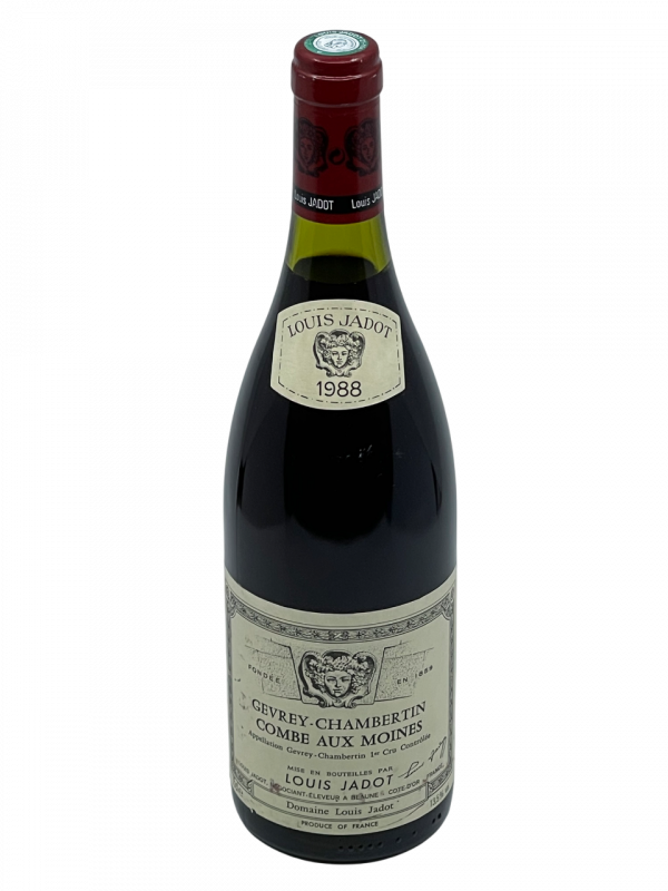 Bourgogne appellation climat Gevrey Chambertin Combe aux Moines maison louis Jadot réputation internationale signature côte d’or appellation couleur soutenue saveurs puissantes tanins soyeux moelleux acidité millésime robe grenat translucide nez discret fruits noirs mûres épice bouche ronde ample veloutée fine charnue aromatique arômes fraîcheur finale fine mâche subtile crayeuse fruits rouge mûrs juteux épice