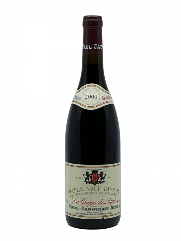 Rhône Châteauneuf du Pape la grappe des papes appellation terroir noblesse cuvée vallée du Rhône maison Paul Jaboulet Aîné domaine propriété vignoble vigne vin rouge transmission génération tradition savoir-faire succession famille frey négoce producteur vigneron champenois château fleuron cépage syrah millésime nez bouche attaque finale note arôme bouquet palais palette aromatique couleur robe reflets expressif rubis brillant violet intense fruits noirs violette poivre souple fraîche tanin épicée salin équilibré typique vieillissement apogée maturité potentiel garde