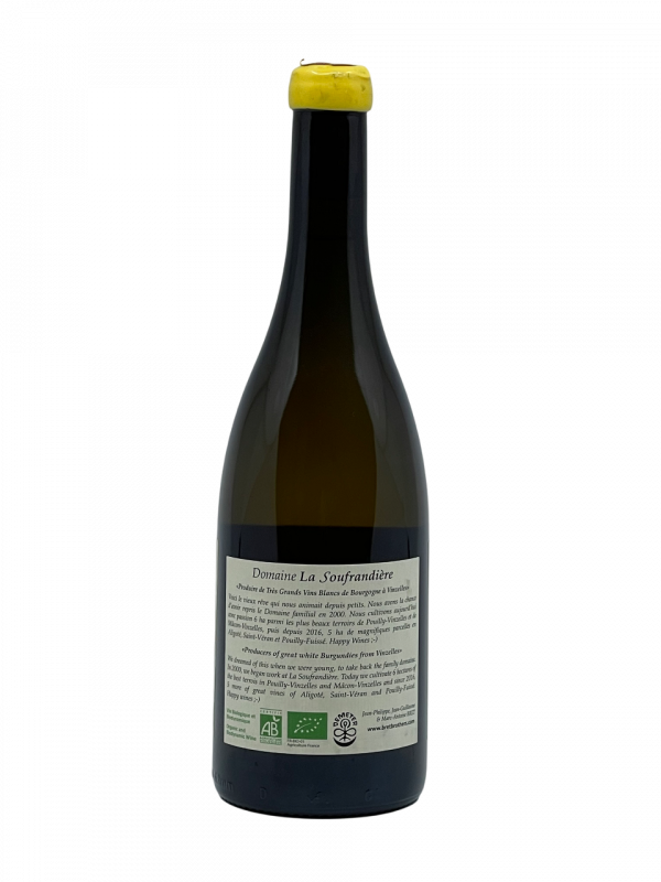 Bourgogne Saint Véran cuvée la combe desroches appellation climat terroirs la soufrandière domaine familial visionnaire Mâconnais famille bret génération vigneron vin biologique Bio AB vignes vin blanc vinzelles transmission renaissance tradition modernité viticulture respect environnement vinification expression cépage chardonnay millésime nez bouche attaque finale note arôme bouquet palais palette aromatique couleur robe reflets jaune paille cuivré acide citrique herbacé pomme grillé cidre chèvrefeuille fleur miel huile citron juteux clair fin caractère pomme friable acidité soyeuse crémeux longueur