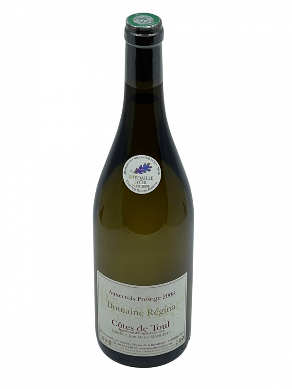 Lorraine Côtes de Toul appellation AOC Domaine Régina familial génération transmission succession savoir-faire expertise ancestral historique producteur récoltant cépage auxerrois vigne vin blanc millésime nez bouche attaque finale note arôme bouquet palais palette aromatique couleur robe reflets richesse agrume pomme verte coing pistache vieillissement apogée maturité charmeur médaille