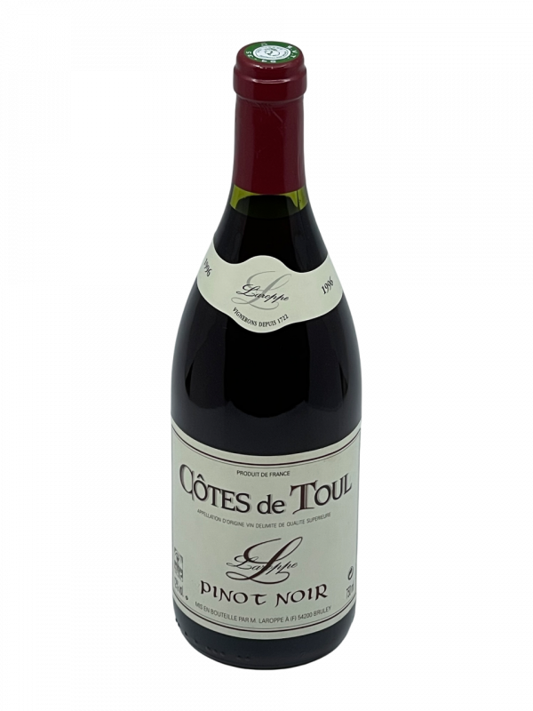 Lorraine Côtes de Toul appellation AOC Domaine Laroppe familial génération transmission succession savoir-faire expertise ancestral historique producteur récoltant cépage pinot noir vigne vin rouge millésime nez bouche attaque finale note arôme bouquet palais palette aromatique couleur robe reflets brillant vermeille cerise cassis fraîche légère saveur fruit rouge tanin