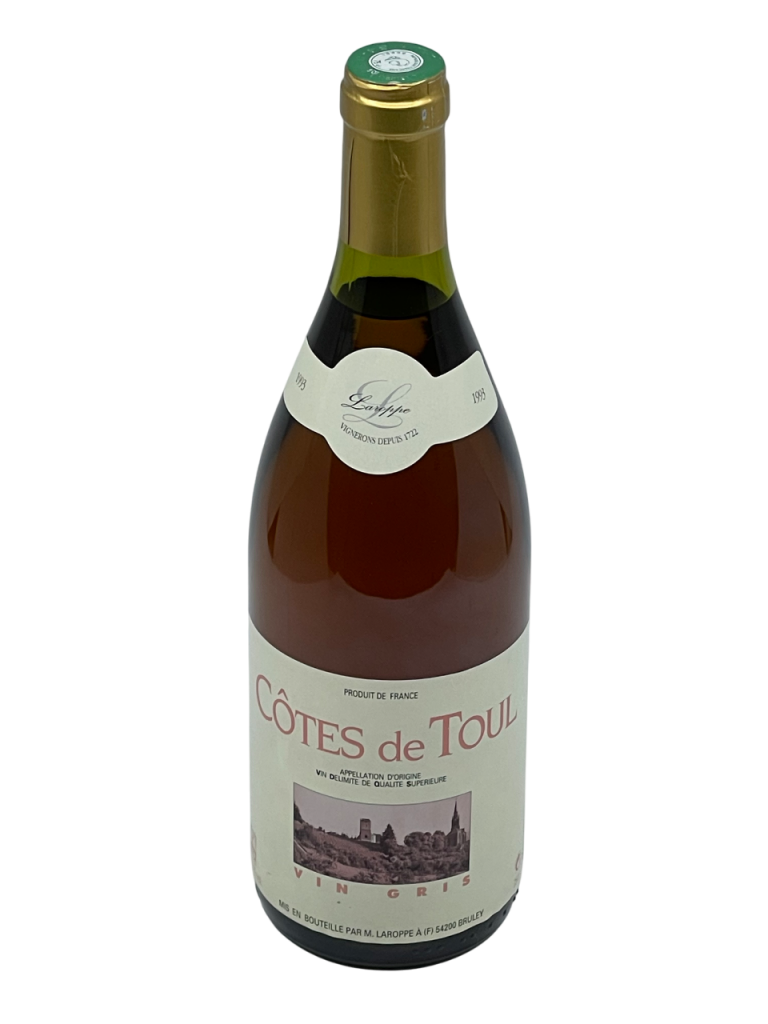 Lorraine Côtes de Toul appellation AOC Domaine Laroppe familial génération transmission succession savoir-faire expertise ancestral historique producteur récoltant réputation vin gris assemblage cépage gamay pinot noir rosé vigne vignoble millésime nez bouche attaque finale note arôme bouquet palais palette aromatique couleur robe reflets claire orange saumonée fraîche égouttage pressurage vinification pellicule pulpe unique