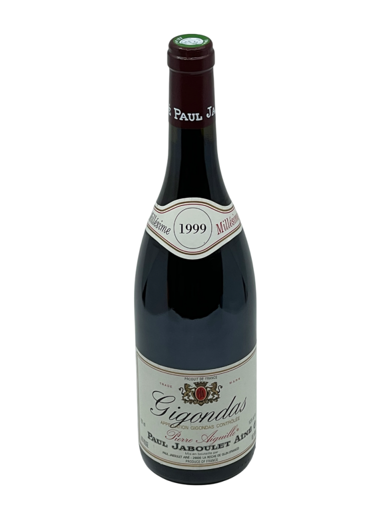 Rhône Gigondas Pierre Aiguille appellation terroir noblesse cuvée vallée du Rhône maison Paul Jaboulet Aîné domaine propriété vignoble vigne vin rouge transmission génération tradition savoir-faire succession famille frey négoce producteur vigneron champenois château fleuron cépage syrah millésime nez bouche attaque finale note arôme bouquet palais palette aromatique couleur robe reflets expressif rubis brillant violet violine intense fruits noirs violette poivre souple fraîche tanin épicée salin équilibré typique vieillissement apogée maturité potentiel garde