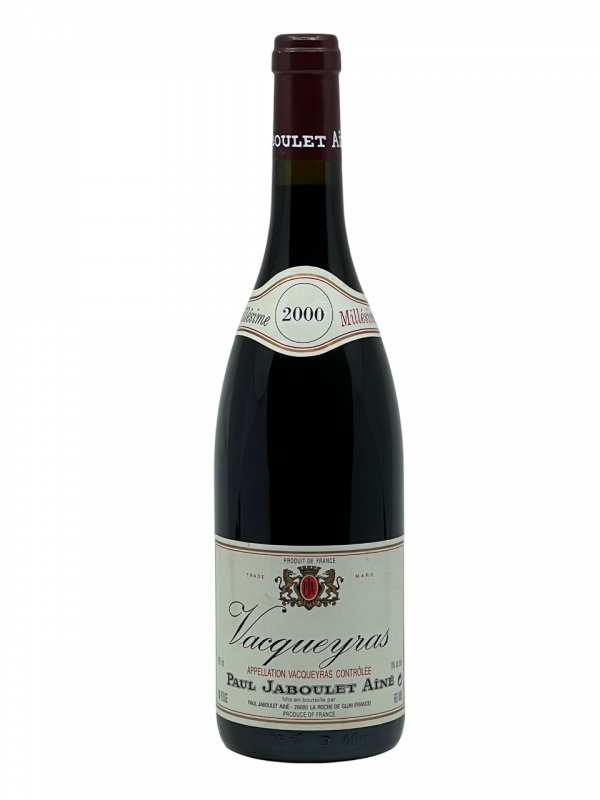 Rhône vacqueyras appellation terroir noblesse cuvée vallée du Rhône maison Paul Jaboulet Aîné domaine propriété vignoble vigne vin rouge transmission génération tradition savoir-faire succession famille frey négoce producteur vigneron champenois château fleuron cépage syrah millésime nez bouche attaque finale note arôme bouquet palais palette aromatique couleur robe reflets expressif rubis brillant violet violine intense fruits noirs violette poivre souple fraîche tanin épicée salin équilibré typique vieillissement apogée maturité potentiel garde