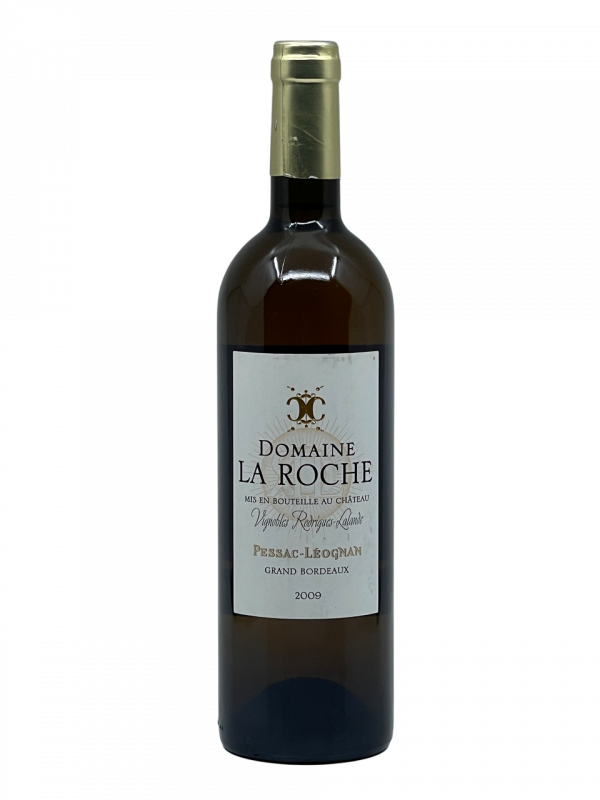 Bordeaux Pessac Léognan appellation Domaine La Roche Château Roche Lalande propriétaire Rodrigues Lalande acquisition propriété gamme vin blanc vignoble vigne élitiste millésime nez bouche attaque finale note arôme bouquet palais palette aromatique couleur robe reflets jaune pâle intense harmonieux fruit jaune pêche abricot vanille fruits exotiques agrumes boisé cèdre équilibre gras fraîcheur