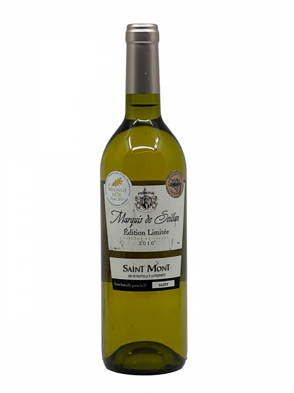Sud Ouest Saint Mont appellation coopérative marque marquis de seillan microclimat Pyrénées océan atlantique piémont vignoble vigne vin blanc douceur printemps chaleur été soleil automne maturité raisin millésime nez bouche attaque finale note arôme bouquet palais palette aromatique couleur robe reflets puissant fruits chair jaune épice souple harmonieux ample élégance vieillissement