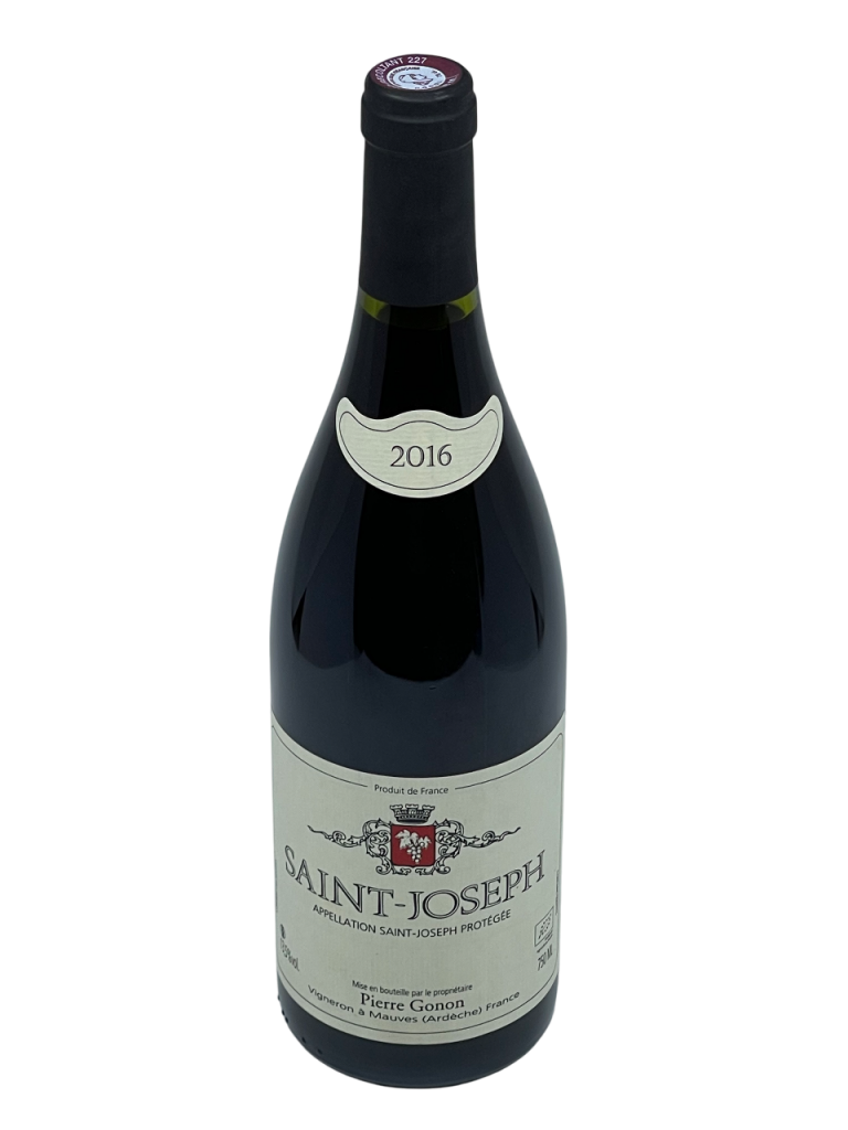 Rhône Saint Joseph appellation terroir Domaine Pierre Gonon propriété exploitation viticole vin biologique AB certification véritable jardin expérimentation respect vivant puissant cépage syrah terrasse vignoble vin rouge fût barrique millésime nez bouche attaque finale note arôme bouquet palais palette aromatique couleur robe reflets rubis grenat lumineux typique fumée violette poivré épice cassis mûre cerise gourmandise texture ample incroyable minéralité fraîcheur superbe équilibre structure tanin fin